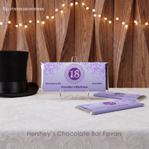 Celebrate 18th Birthday Sweet Purple Glitter Hershey Bar Favors