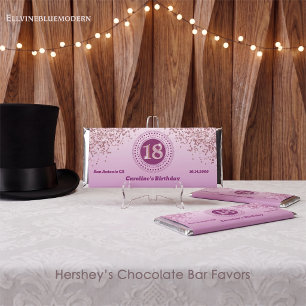 Celebrate 18th Birthday Sweet Rose Gold Glitter Hershey Bar Favors