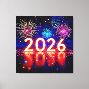 Celebrate 2026: Bright Future Spark Design Canvas Print