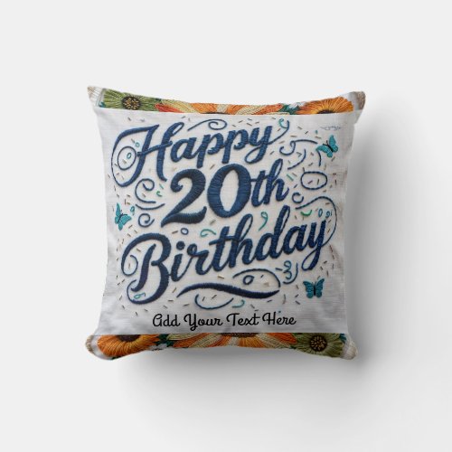 Celebrate 20th Birthday Gifts Throw Pillow  Throw Pillow