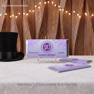 Celebrate 20th Birthday Sweet Purple Glitter Hershey Bar Favors