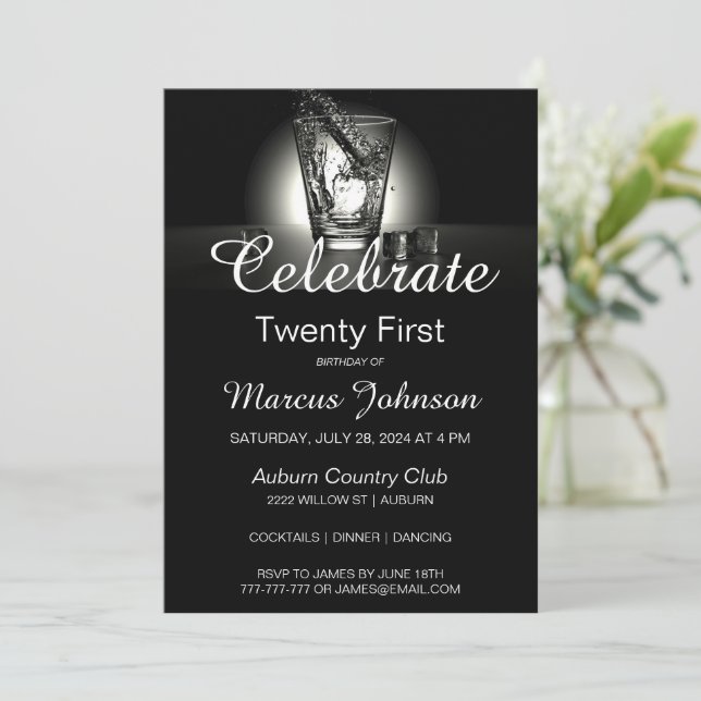 Celebrate 21st Birthday Invitation (Standing Front)