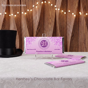 Celebrate 21st Birthday Sweet Pink Glitter Hershey Bar Favors