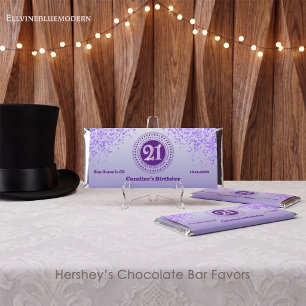 Celebrate 21st Birthday Sweet Purple Glitter Hershey Bar Favors
