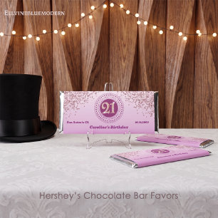 Celebrate 21st Birthday Sweet Rose Gold Glitter Hershey Bar Favors