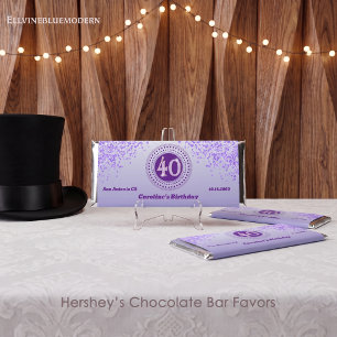Celebrate 40th Birthday Sweet Purple Glitter Hershey Bar Favors