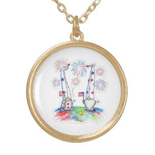 Celebrate 4th of July Gold Plated Necklace