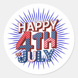 Celebrate 4th of July with Patriotic USA Designs Classic Round Sticker