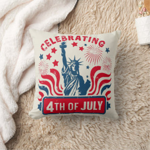 Celebrate 4th of July with Statue of Liberty Art Throw Pillow