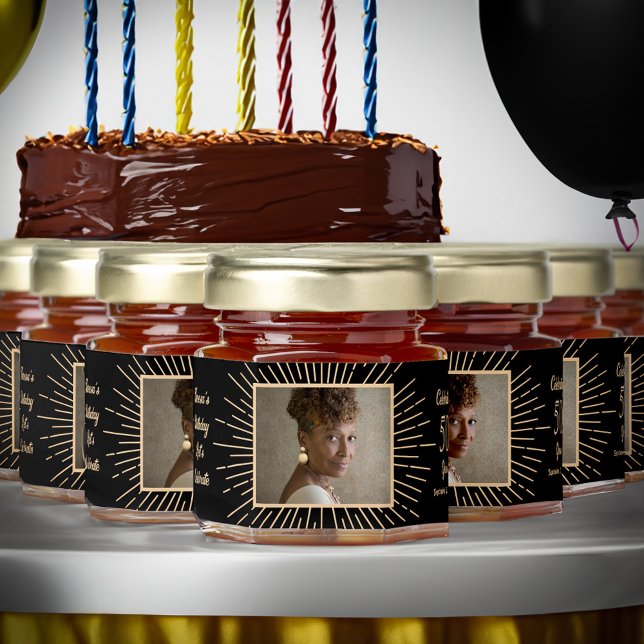 Celebrate 50 Years Fifty Birthday Gold Black Party Honey Jar Favors (Celebrate 50 Years Fifty Birthday Gold Black Party Honey Jar Favors is great to give to your guest. )