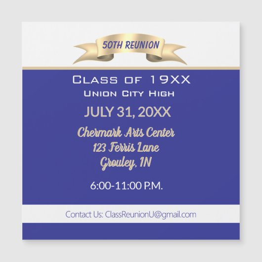 Celebrate! 50th Class Reunion magnetic Invitation (Front)