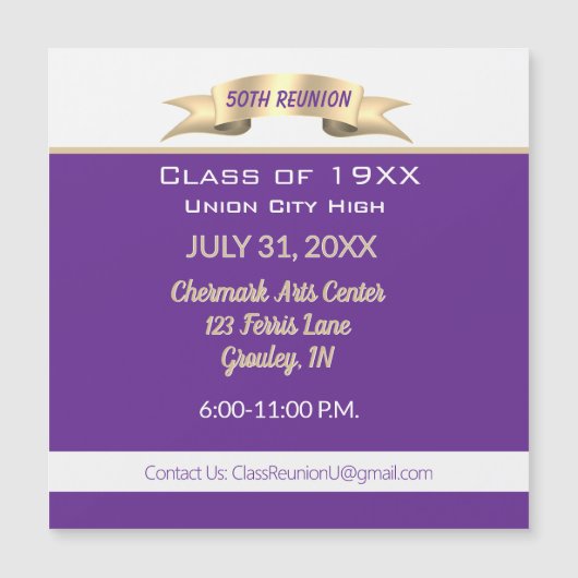 Celebrate! 50th Class Reunion magnetic Invitation (Front)