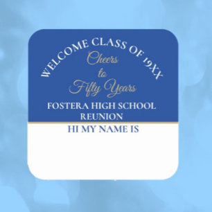 Celebrate! 50th Class Reunion name Square Sticker