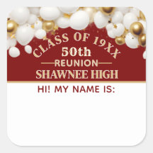 Celebrate! 50th Class Reunion name tag sticker