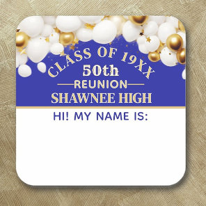 Celebrate! 50th Class Reunion name tag sticker