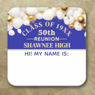 Celebrate! 50th Class Reunion name tag sticker