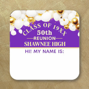 Celebrate! 50th Class Reunion name tag sticker