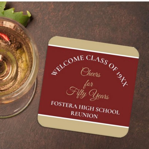 Celebrate 50th Class Reunion party coasters