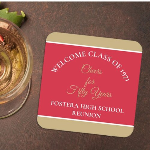 Celebrate 50th Class Reunion party coasters