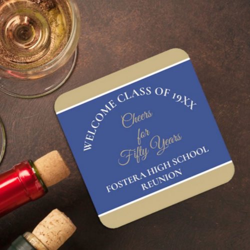 Celebrate 50th Class Reunion party coasters