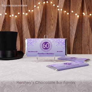 Celebrate 60th Birthday Sweet Purple Glitter Hershey Bar Favors