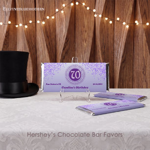 Celebrate 70th Birthday Sweet Purple Glitter Hershey Bar Favors
