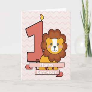 Celebrate a First Birthday with Cute Lion Card