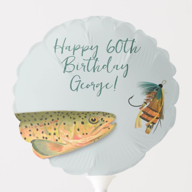 Celebrate a Fisherman Trout Fly Fishing Jig Balloon (Front)