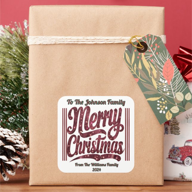 Celebrate a Sparkling Merry Christmas With Joy Square Sticker (Holiday)