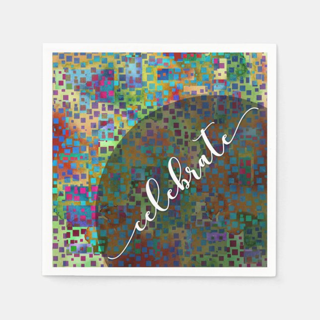 Celebrate: Abstract Colorful Confetti Graduation Paper Napkins (Front)