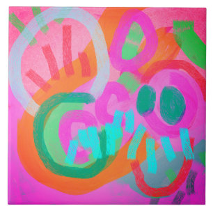 Celebrate Abstract Digital Painting Ceramic Tile