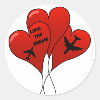 Celebrate Airplane Heart Balloons Classic Round Sticker