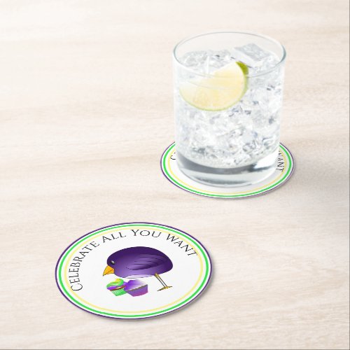 Celebrate All You Want Party Round Paper Coaster