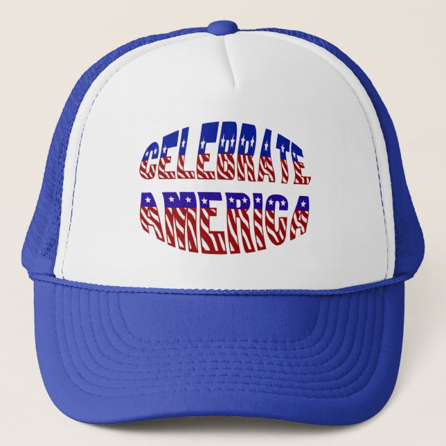 Celebrate America Flag Font #1 Hat (Front)