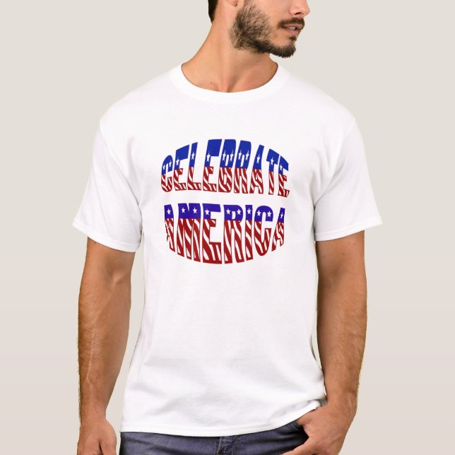 Celebrate America Flag Font #1 Mens T-Shirt (Front)