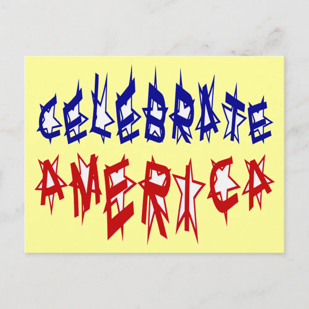 Celebrate America Flag Font #2 Postcard