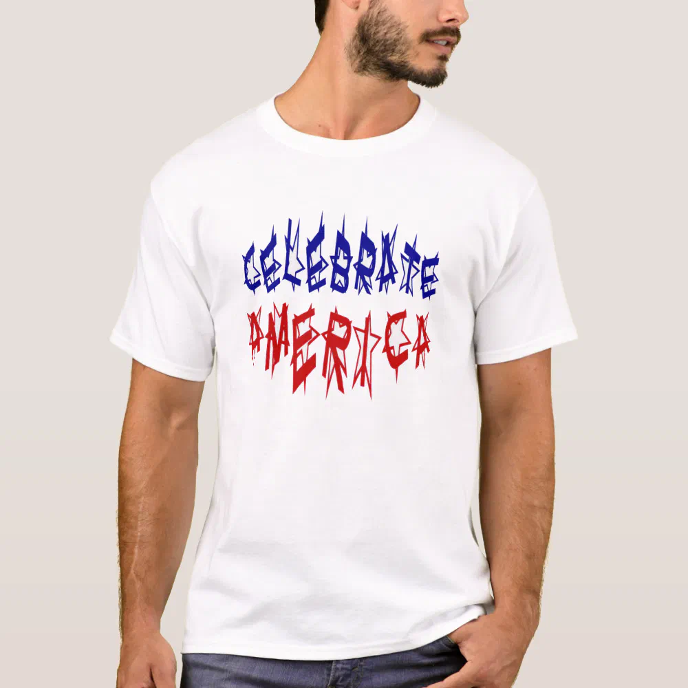 Celebrate America Flag Font #2 T-Shirt