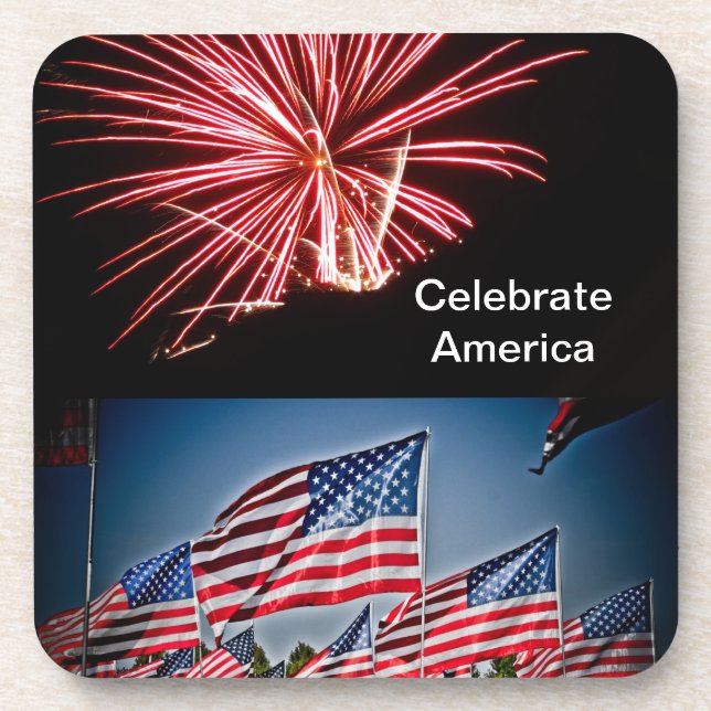 Celebrate America Postcard Beverage Coaster (Front)