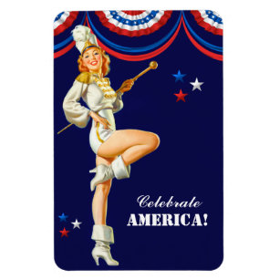 Celebrate America. Retro Pin-Up  Magnet