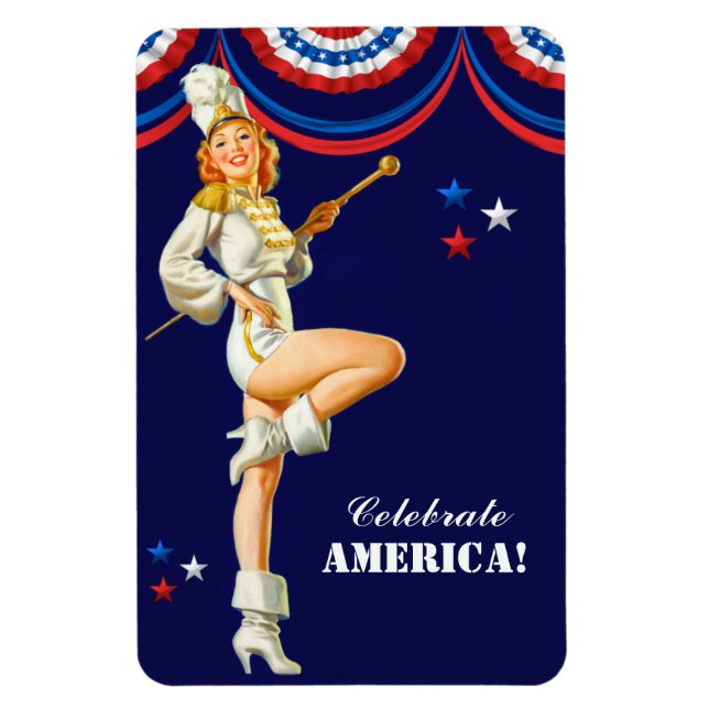 Celebrate America. Retro Pin-Up  Magnet (Vertical)