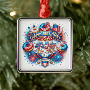 Celebrate America’s 250th birthday with donut Metal Ornament