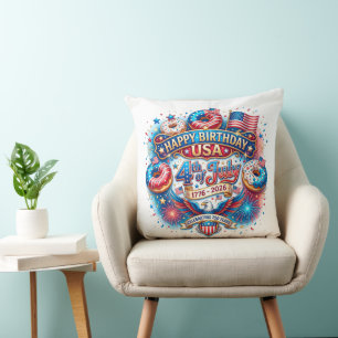 Celebrate America’s 250th birthday with donut Throw Pillow