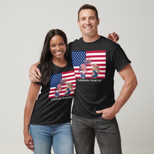 Celebrate America Vintage Kids USA Flag Holiday T_Shirt