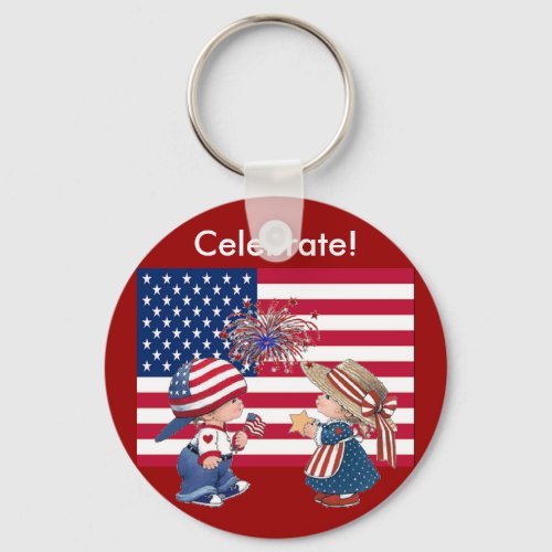 Celebrate American Flag Keychain