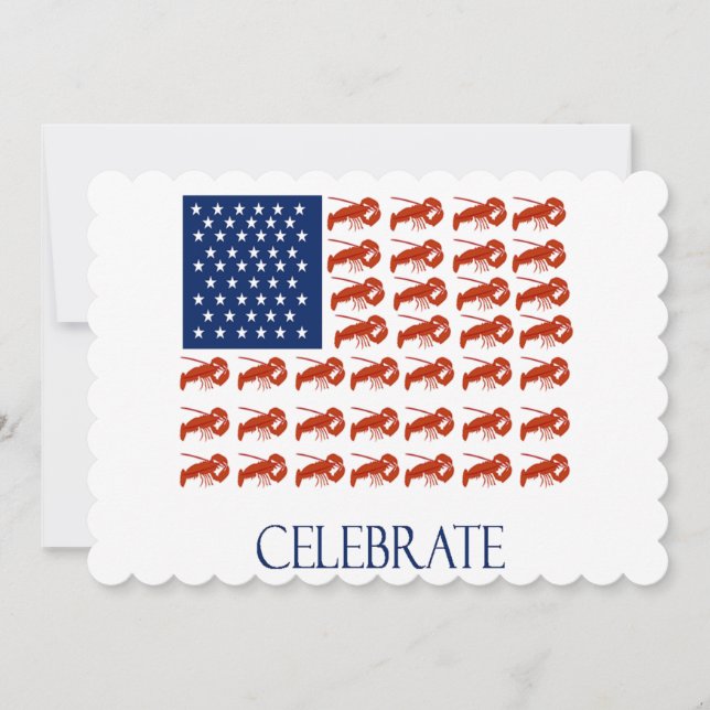 Celebrate American Flag Lobster Invitation (Front)