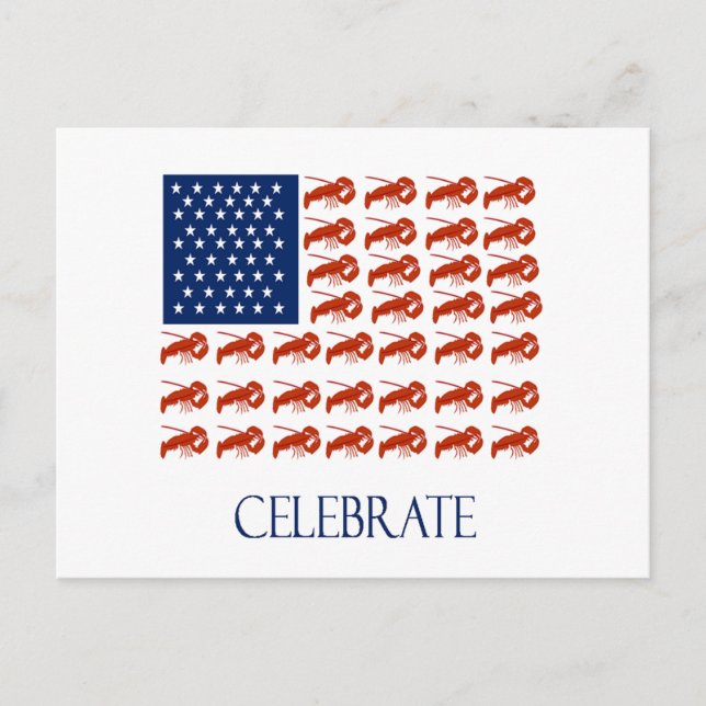 Celebrate American Flag Lobster Postcard (Front)