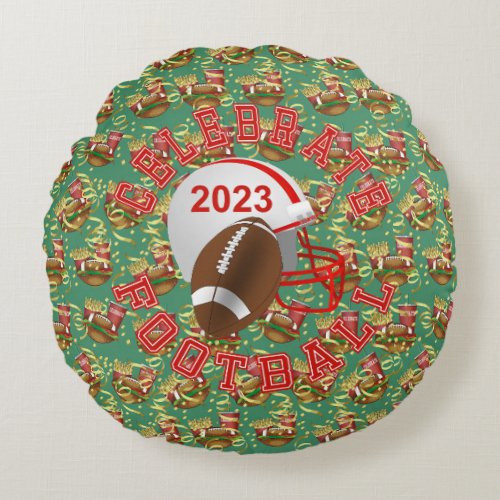 Celebrate American Football Party Time  Round Pillow