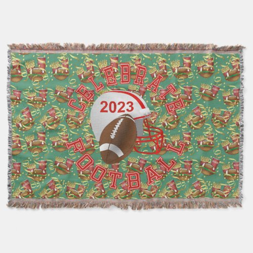 Celebrate American Football Party Time Throw Blanket