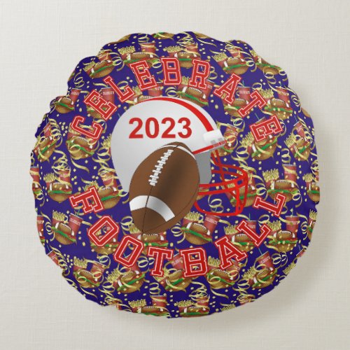 Celebrate American Football Sport Party Time  Round Pillow