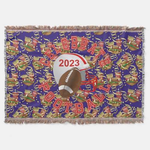 Celebrate American Football Sport Party Time   Throw Blanket